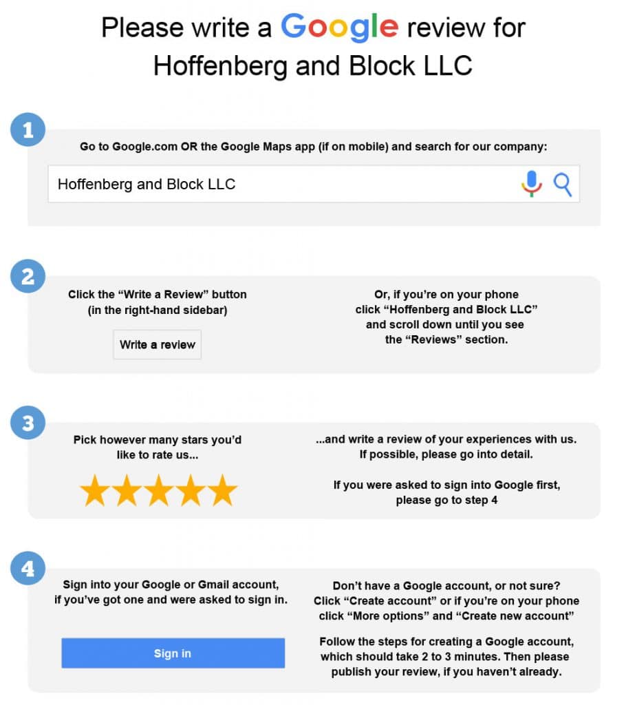 write a review on google